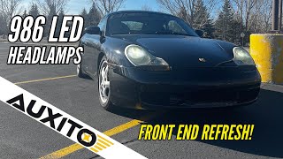 986 Porsche Auxito LED headlamp upgrade  2000 Boxster 987 cayman front end facelift mod install [upl. by Frankie368]