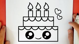 COME DISEGNARE UNA TORTA DI COMPLEANNO KAWAII [upl. by Ameh904]