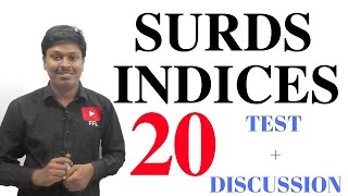 SURDS AND INDICES  20 IMPORTANT QUESTIONS [upl. by Eugatnom181]