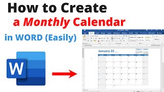 TUTORIAL Easy Way to CREATE a Monthly CALENDAR In Microsoft Word without a template [upl. by Drus]