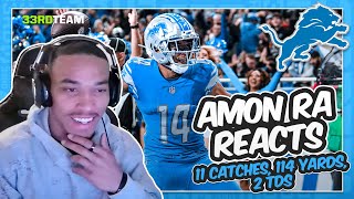 AmonRa St Brown Reacts to 2TD Highlights vs Jaguars  The 33rd Team [upl. by Gesner162]