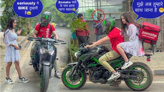 Super Bike पर Zomato food Delivery😱 Cute Girl impress हो गईं 😜 [upl. by Bartram]