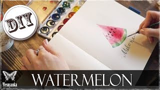 DIY  LEICHT WASSERMELONE mit WASSERFARBEN  WATERMELON with WATERCOLOR  PAINTING  TUTORIAL EASY [upl. by Stanford]