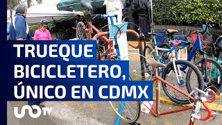 Ciclistas arman trueque en tianguis único en la Ciudad de México [upl. by Bar]