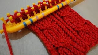 How to Loom Knit a Cabled Scarf with a rectangular loom DIY Tutorial [upl. by Ennairrac246]