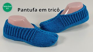 PANTUFA DE TRICÔ FÁCIL PARA INICIANTES PASSO A PASSO [upl. by Gomer]