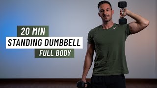 20 Min FULL BODY DUMBBELL Workout  ALL STANDING  Strength Training At Home [upl. by Ziom]