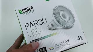 Unboxing Sunco Par30 LED Dusk till Dawn Sensor lights [upl. by Vi]