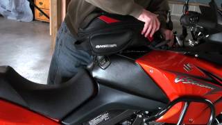 Suzuki Vstorm 650 Bagster Tank CoverTank Bag Review [upl. by Enirol520]