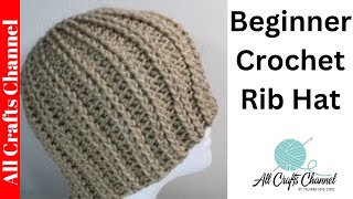 How to Crochet rib stitch hat crochet tutorial [upl. by Alin819]