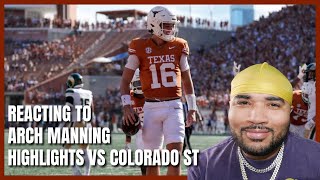 Reacting To ARCH MANNING Debut Highlights Texas vs Colorado State [upl. by Evannia]