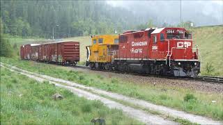 SD402 units and GP38 switcher working on a rainy day Part 2 Castlegar BC [upl. by Yojal]