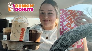 Trying Dunkins new HOLIDAY DRINKS amp TREATS  holiday menu 2022 [upl. by Ashlin]