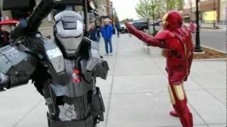 Master Le Cosplay Iron Man 2 MKVI and War Machine fight scene spoof [upl. by Lieno875]