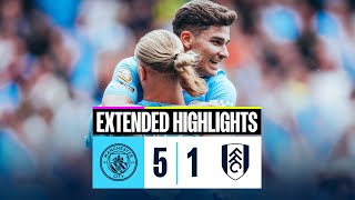 EXTENDED HIGHLIGHTS  Man City 51 Fulham  Haaland nets 7th City hattrick [upl. by Odnomar]