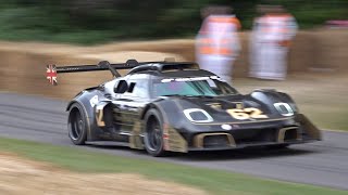 710HP Radford Type 622 PIKES PEAK Edition driven by Jenson Button Flames amp Accelerations [upl. by Iey]