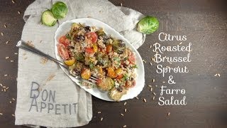 Citrus Roasted Brussel Sprout and Farro Salad Recipe [upl. by Nwahsd]