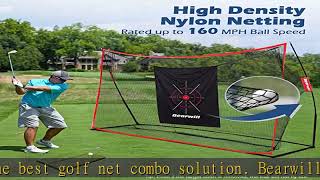 Bearwill Golf Net 10x7ft Heavy Duty Golf Practice Net with Golf Mat Target Cloth 8 Golf Tees 6 [upl. by Anirrak]