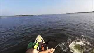 BIG STRIPER Kayak Fishing Narragansett Bay Rhode Island  Filmed with Garmin Virb Elite [upl. by Odella329]