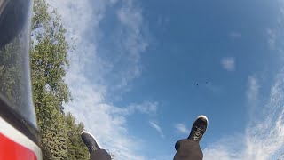 Motorcycle Rearend  Flies through air and lands on feet [upl. by Anneuq801]