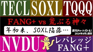 【牙の神】FANG vs レバレッジFANG NVDU SOXL TECL TQQQ！授かるのは恵みか神罰か！？【2024年8月1週目】 [upl. by Otsuj169]