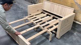 Amazing Skills And Techniques Woodworking Easy Ingenious  How To Build A Sofa Combined Compact Bed [upl. by Feenah]