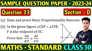 State and prove Basic Proportionality theorem In the given figure angle CEF  angle CFE F is the [upl. by Silda]