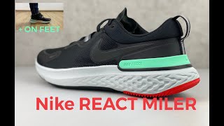 Nike REACT MILER ‘black black grey’  UNBOXING amp ON FEET  running shoes  2021 [upl. by Imis990]