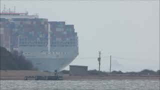 Heavily laden OOCL Zeebrugge arrives to Felixstowe 5 tugs assist with berthing Pt 1 22nd March 2024 [upl. by Andri]