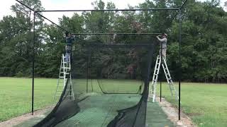 Best batting cage installation complete steps 12x15x75 ft Pro net and frame how to install a cage [upl. by Hamrnand78]