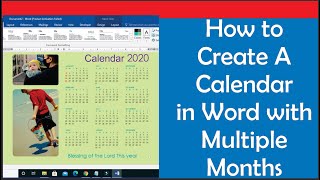 How to Create A Calendar in Word with Multiple Months  Microsoft Word Calendar Tutorial [upl. by Mommy]