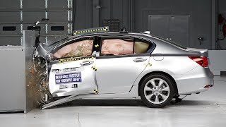 2014 Acura RLX driverside small overlap IIHS crash test [upl. by Annait]