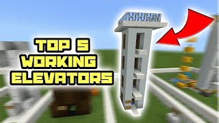 Top 5 Working Elevators In Minecraft Pocket Edition MCPE 11 Elevators [upl. by Annekcm625]