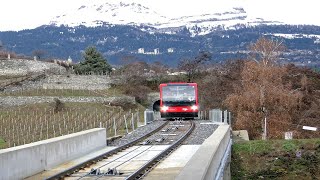 Neue Standseilbahn Sierre  CransMontana SMC Talfahrt 2022 nouveau funiculaire funicular Seilbahn [upl. by Jadwiga]