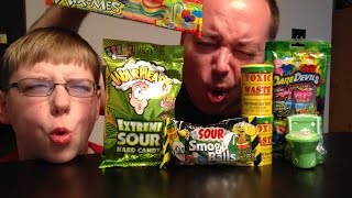 Sour Gauntlet  Warheads Toxic Waste Sour Flush Smog Balls Challenge [upl. by Russom]