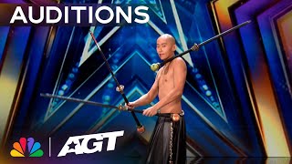 Titos Tsai showcases an audition like no other  Auditions  AGT 2023 [upl. by Nerty405]