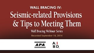 2014 IRC Wall Bracing IV SeismicRelated Provisions [upl. by Ehrman857]