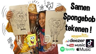 Samen Spongebob tekenen  tekenles kinderen vlogs videos liedjes muziek De Tekentovenaar [upl. by Atsirc]