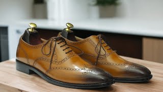 Handmade Wing Tip Brogue Oxford Dress Leather Shoes [upl. by Entwistle]