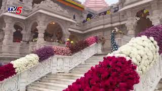 Ram mandir Temple Stunning Visuals  Ayodhya Ram Mandir Decorated With Flowers  TV5 News [upl. by Verene]