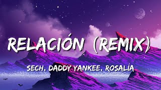 Sech Daddy Yankee J Balvin Rosalía Farruko  Relación Remix Lyric Letra [upl. by Wesle465]