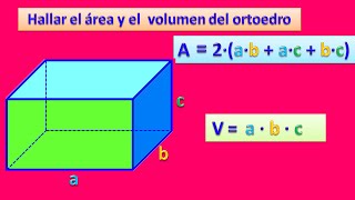 Hallar el área y el volumen del ortoedro [upl. by Arratal451]