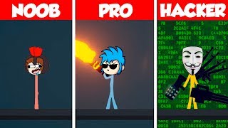 NOOB VS PRO VS HACKER 😱 MOMENTOS DIVERTIDOS STICK FIGHT 😂 [upl. by Tnirb]