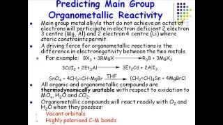 Main Group Organometallics pt 3 [upl. by Haelak]