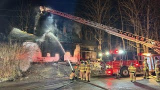 Crews battle house fire in Sebago [upl. by Lehcim]