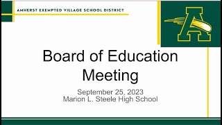 Amherst Board of Education Meeting Monday September 25 2023 [upl. by Nwahsak]