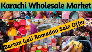 Karachi Wholesale Market  Bartan Gali Ramadan Sale  Crockery organizer plastic box sale [upl. by Oby]