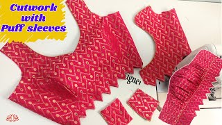 Cutwork blouse cutting and stitching  Princess cut belt wala blouse  Belt blouse design  blouse [upl. by Ahsaeym722]