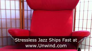 Stressless Jazz Recliner Chair by Ekornes Chili Red Paloma Leather Stainless Steel Trim [upl. by Aemat]