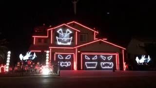 This is Halloween  Halloween Light Show House 2016 Riverside [upl. by Etnom]